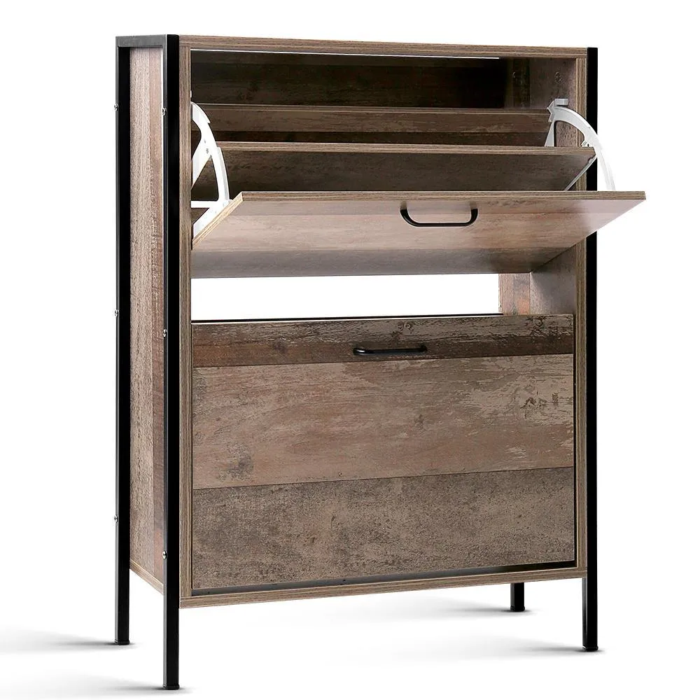 12 Pair Wooden Vintage Shoe Storage Cabinet