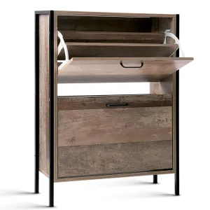 12 Pair Wooden Vintage Shoe Storage Cabinet