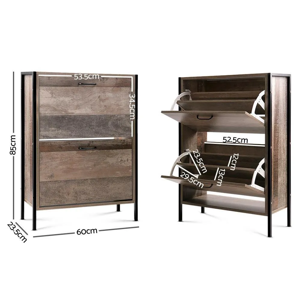 12 Pair Wooden Vintage Shoe Storage Cabinet