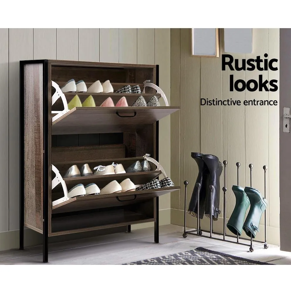 12 Pair Wooden Vintage Shoe Storage Cabinet