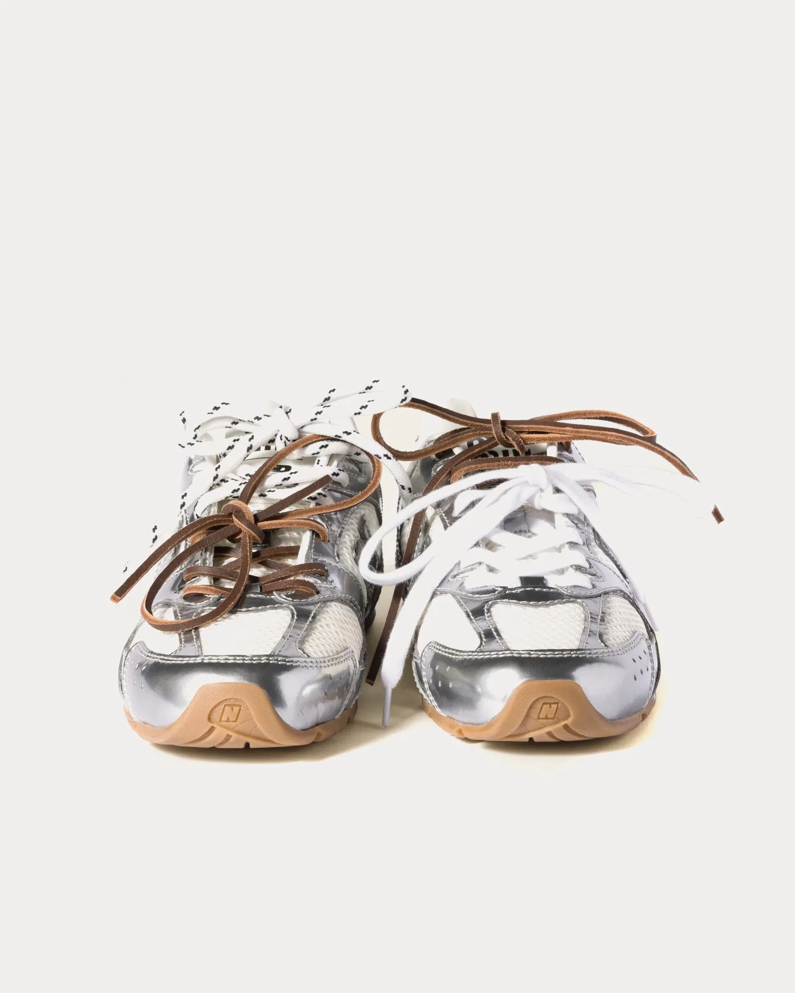 530 SL Metallic Leather & Mesh Silver Low Top Sneakers