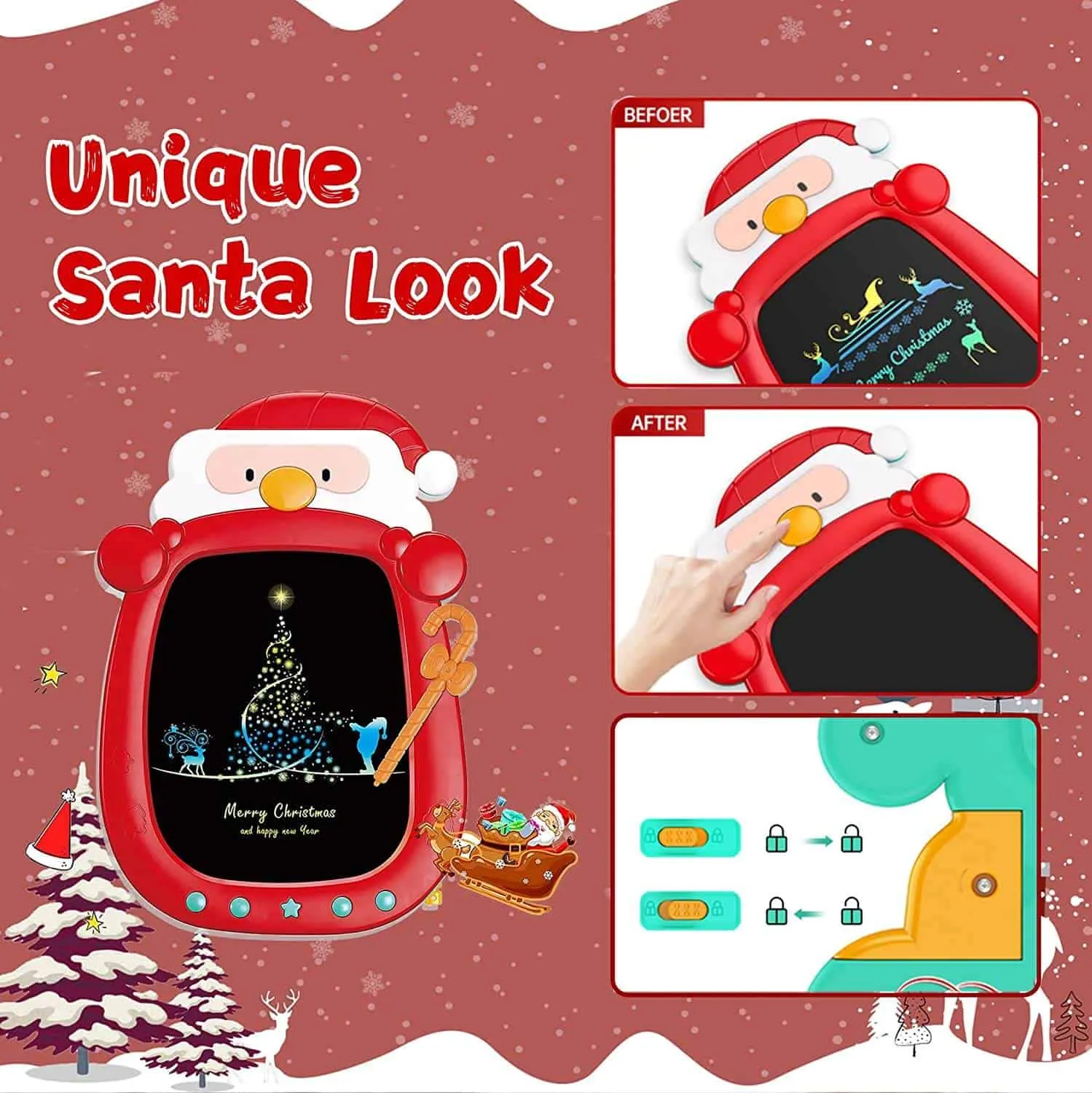 8.5 Inch Colorful Santa LCD Writing Tablet Erasable