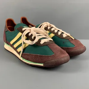 ADIDAS Size 10 Green Brown Nylon Athletic Sneakers