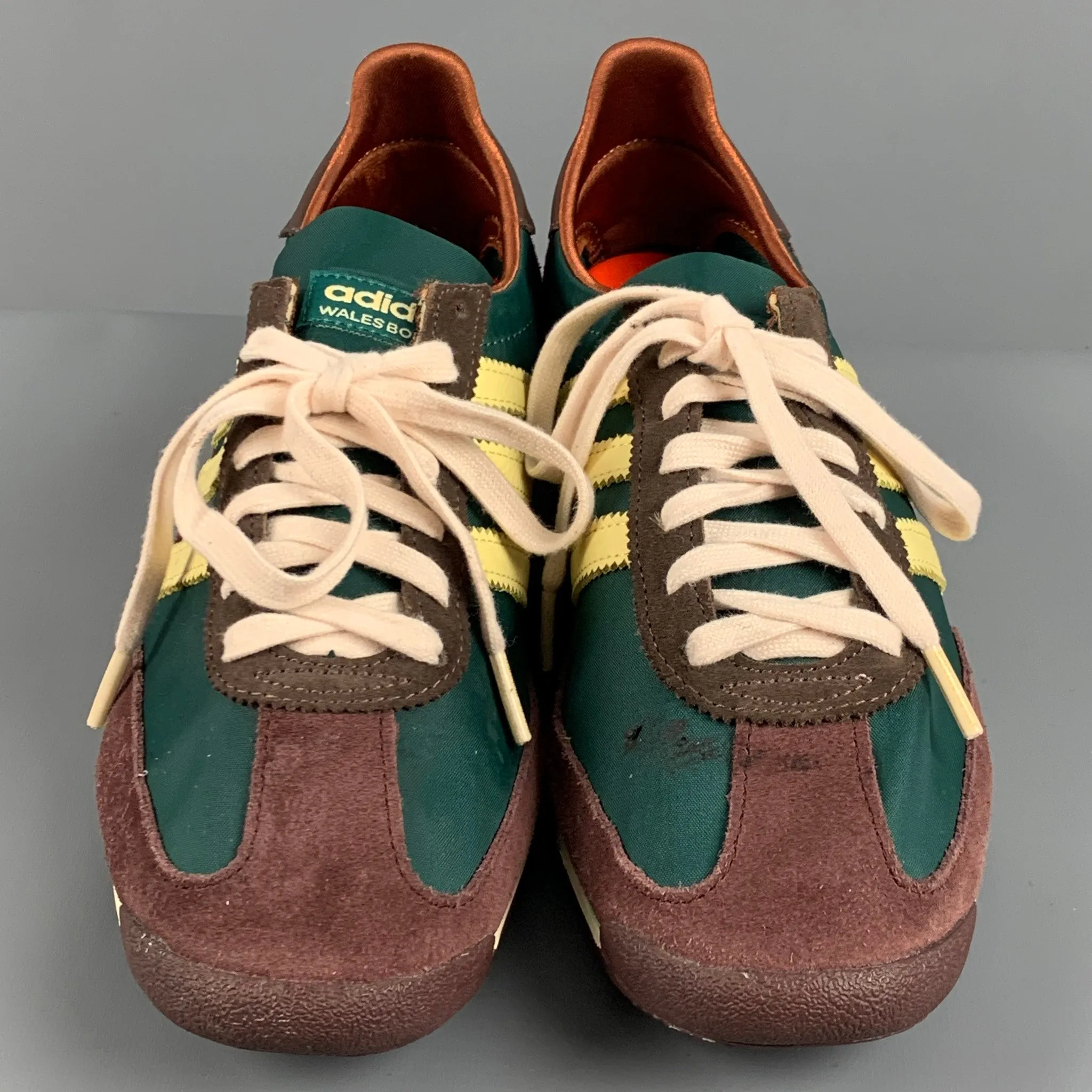 ADIDAS Size 10 Green Brown Nylon Athletic Sneakers