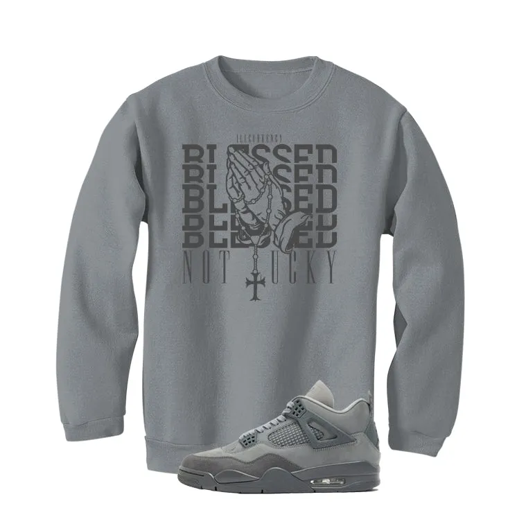 Air Jordan 4 Paris Olympics Grey T-Shirt (Blessed not lucky)| illcurrency