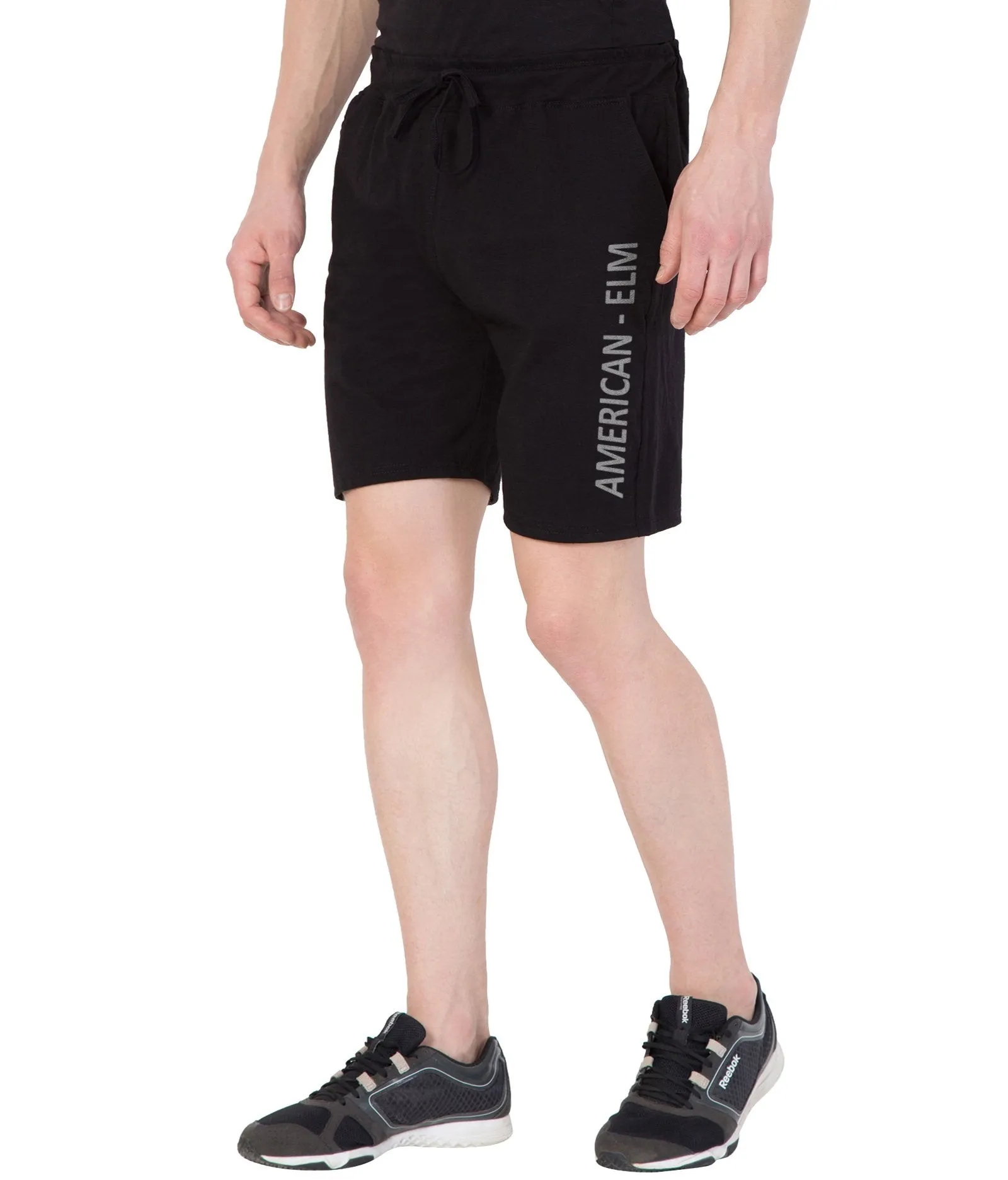American-Elm Men's Grey Printed Slim Fit Short