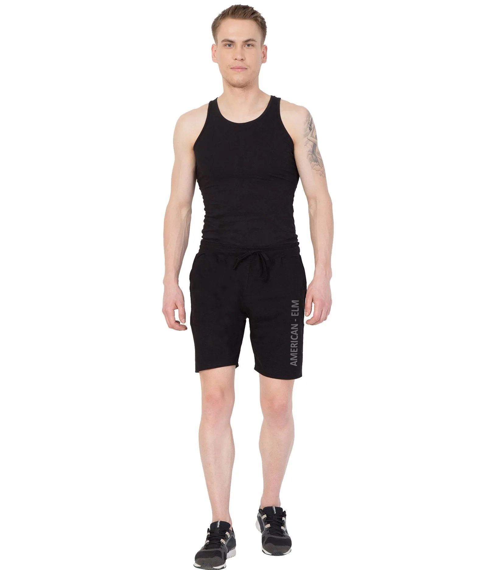 American-Elm Men's Grey Printed Slim Fit Short