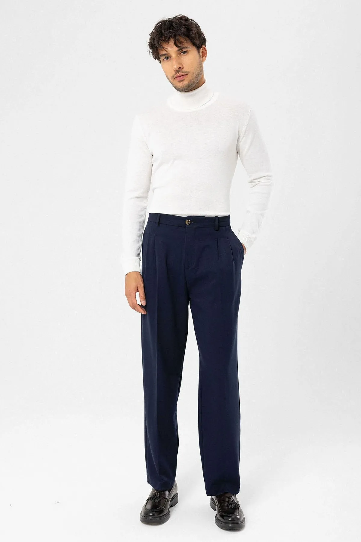 ANT High Waist Pleated Comfortable Fit Men's Trousers - Rialto