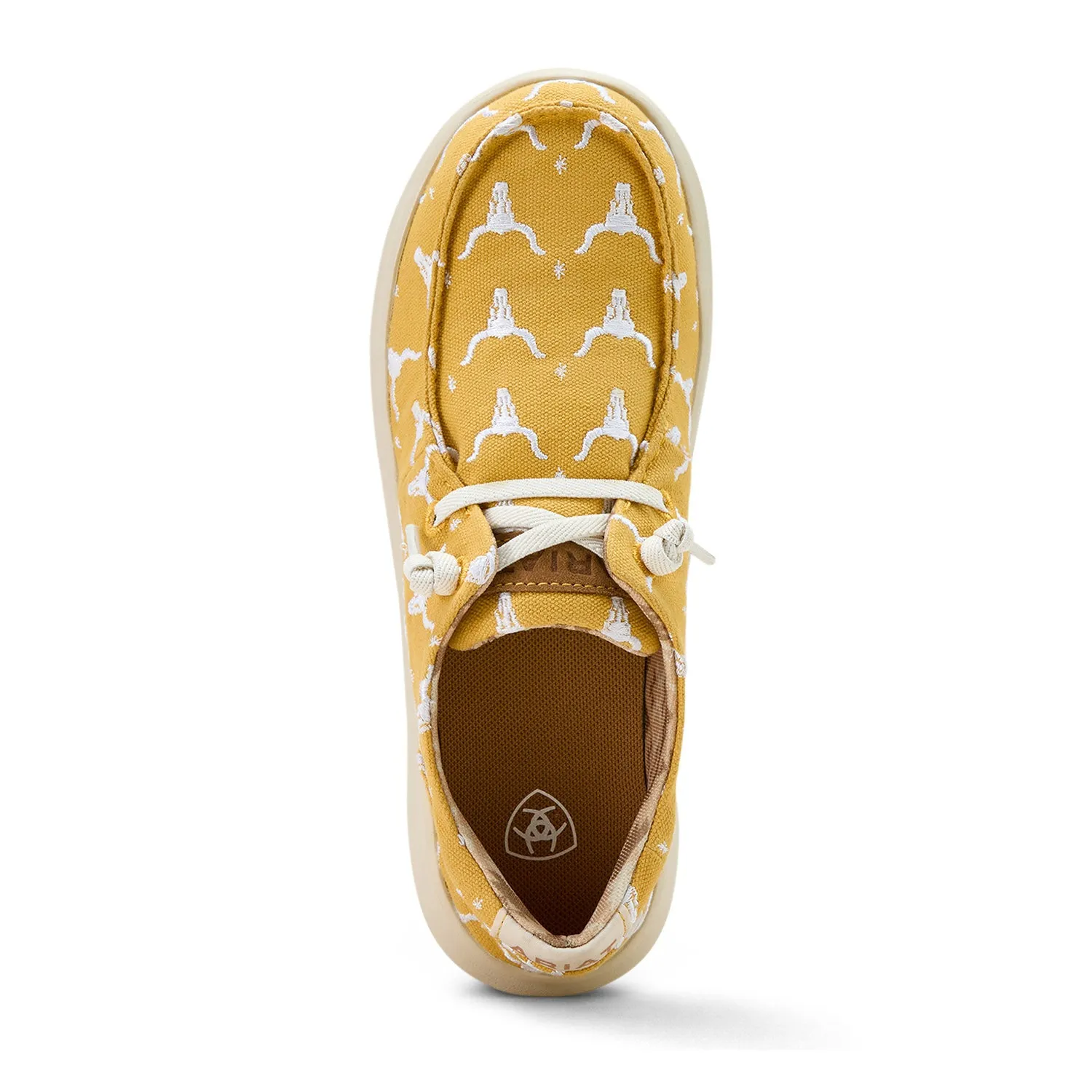 Ariat Women's Hilo Doodle Shoes, Mustard Steer Head Print
