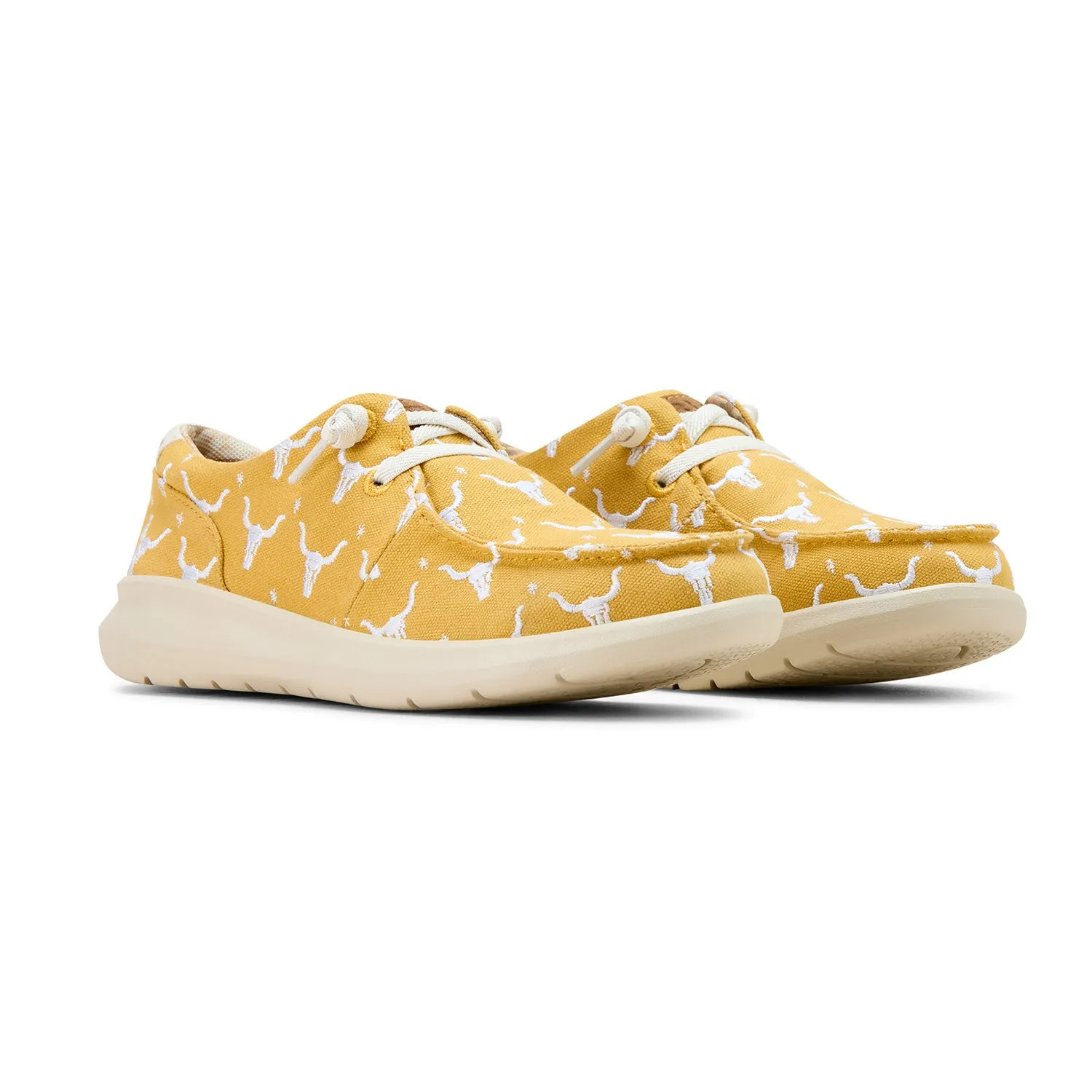 Ariat Women's Hilo Doodle Shoes, Mustard Steer Head Print