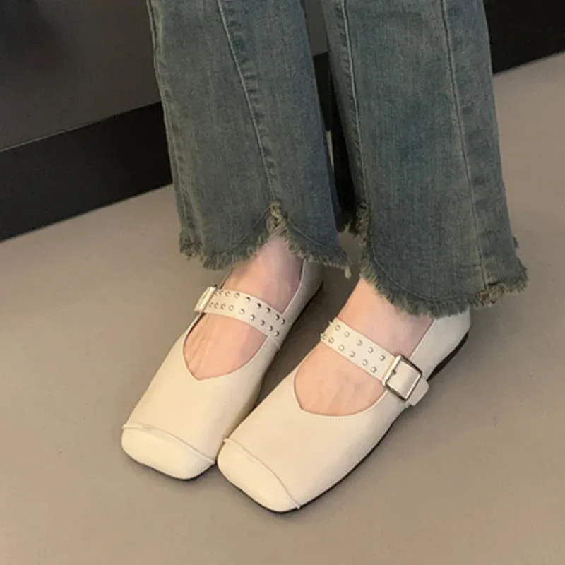 binfenxie  -  Ballet Dance Flats Women Loafer Shoes Square Toe Dress Shallow Soft Shoes 2024 Fashion Cozy Designer Spring Casual Femme Shoes