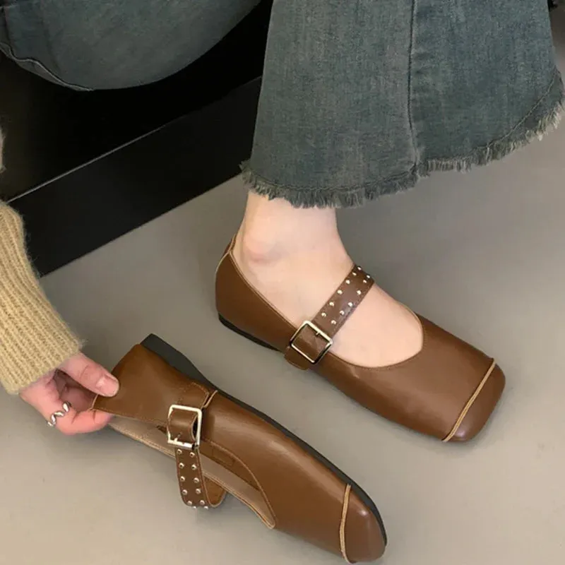binfenxie  -  Ballet Dance Flats Women Loafer Shoes Square Toe Dress Shallow Soft Shoes 2024 Fashion Cozy Designer Spring Casual Femme Shoes