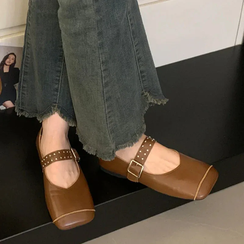 binfenxie  -  Ballet Dance Flats Women Loafer Shoes Square Toe Dress Shallow Soft Shoes 2024 Fashion Cozy Designer Spring Casual Femme Shoes
