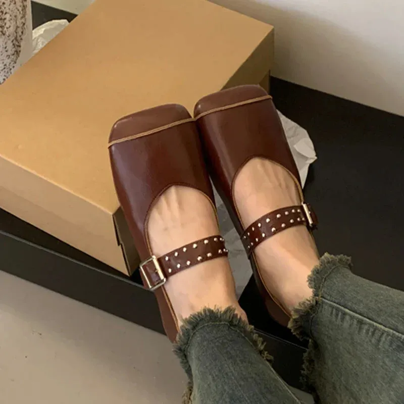 binfenxie  -  Ballet Dance Flats Women Loafer Shoes Square Toe Dress Shallow Soft Shoes 2024 Fashion Cozy Designer Spring Casual Femme Shoes