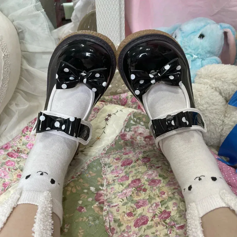 binfenxie  -  Wedge Round Big Toe Lolita Shoes Kawaii Bowknot Harajuku Japanese Jk Uniform Student Casual College Cute Girls Shoes