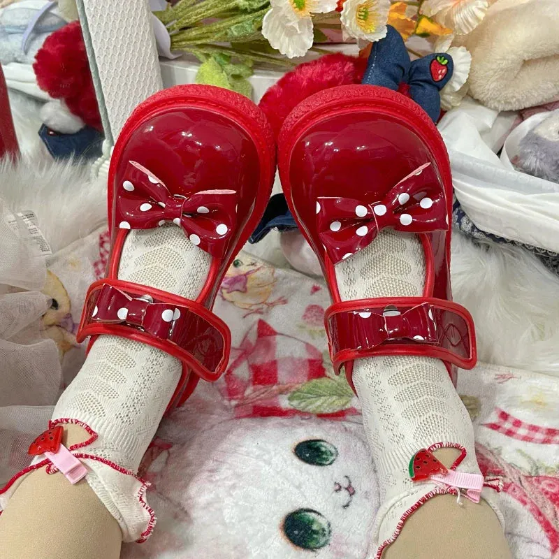 binfenxie  -  Wedge Round Big Toe Lolita Shoes Kawaii Bowknot Harajuku Japanese Jk Uniform Student Casual College Cute Girls Shoes