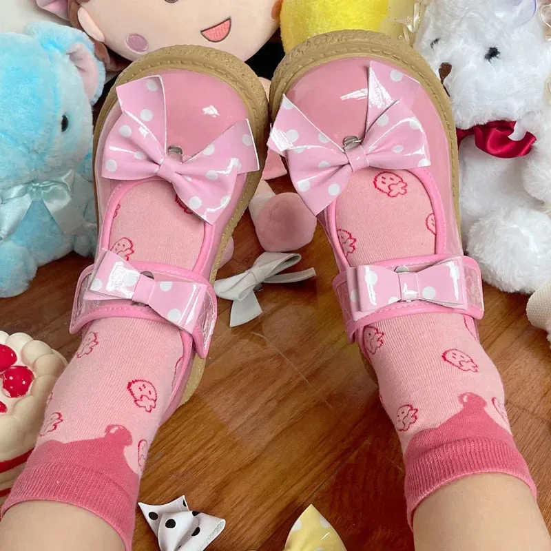 binfenxie  -  Wedge Round Big Toe Lolita Shoes Kawaii Bowknot Harajuku Japanese Jk Uniform Student Casual College Cute Girls Shoes