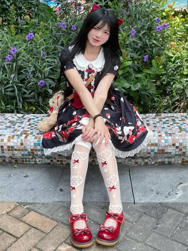binfenxie  -  Wedge Round Big Toe Lolita Shoes Kawaii Bowknot Harajuku Japanese Jk Uniform Student Casual College Cute Girls Shoes