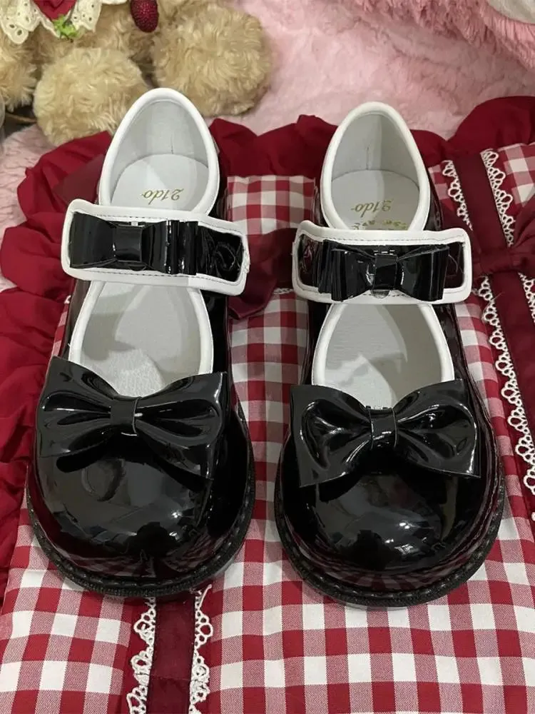 binfenxie  -  Wedge Round Big Toe Lolita Shoes Kawaii Bowknot Harajuku Japanese Jk Uniform Student Casual College Cute Girls Shoes