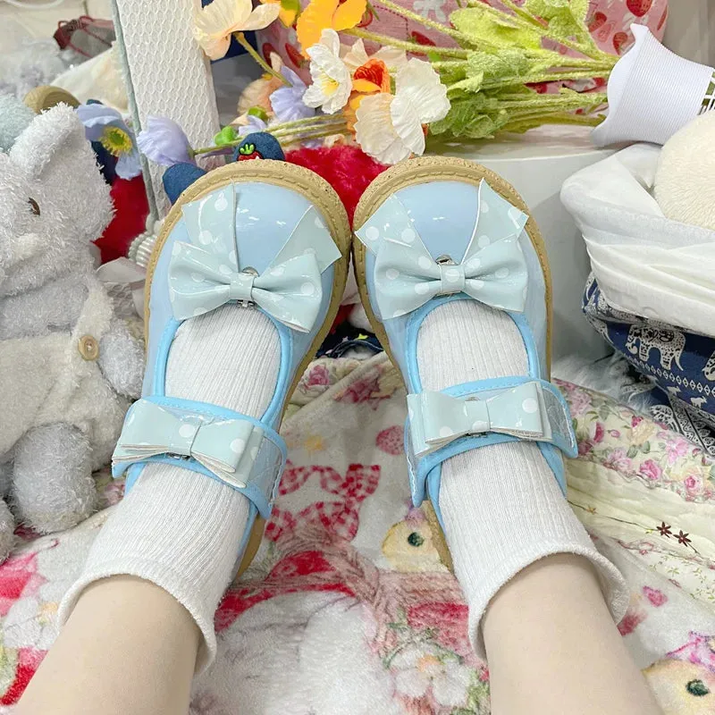 binfenxie  -  Wedge Round Big Toe Lolita Shoes Kawaii Bowknot Harajuku Japanese Jk Uniform Student Casual College Cute Girls Shoes