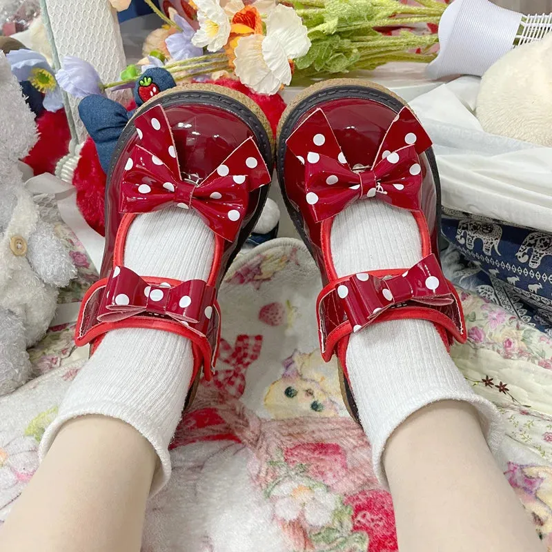 binfenxie  -  Wedge Round Big Toe Lolita Shoes Kawaii Bowknot Harajuku Japanese Jk Uniform Student Casual College Cute Girls Shoes
