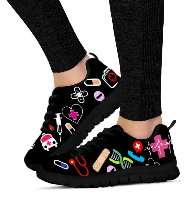 Black Medical Nurse Doctor Women's Athletic Sneakers