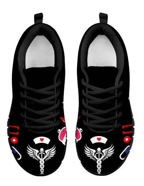 Black Medical Nurse Doctor Women's Athletic Sneakers