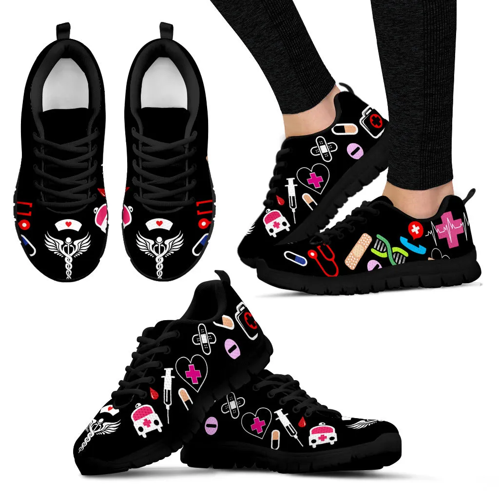Black Medical Nurse Doctor Women's Athletic Sneakers