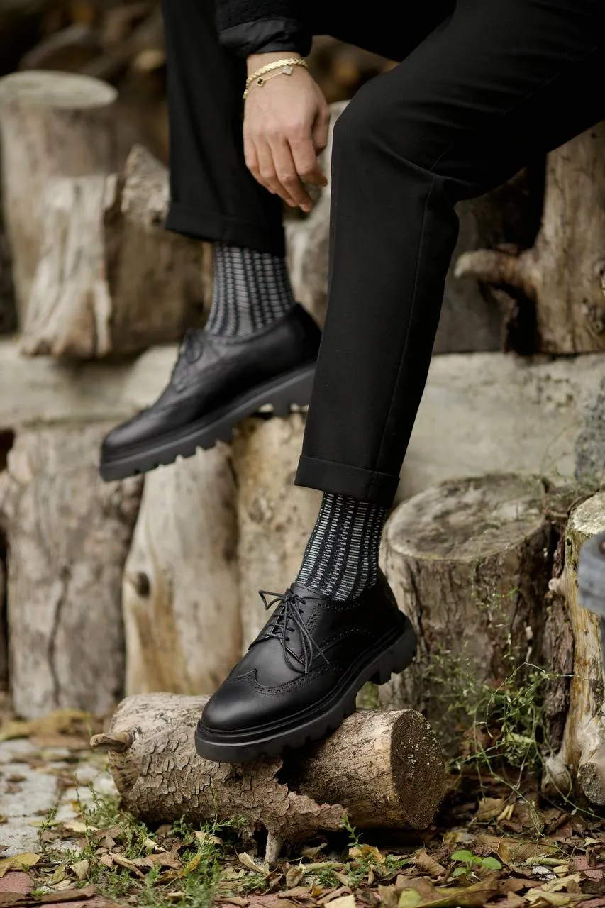 Brabion Marco Leather Black Oxford Shoes