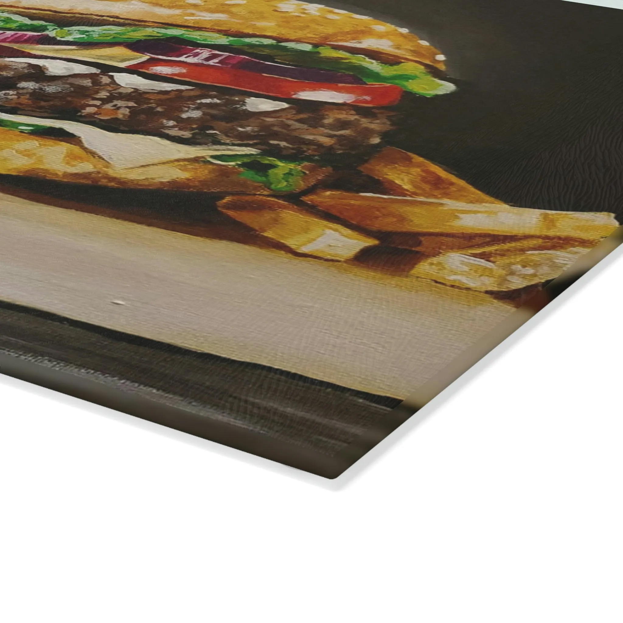 Burger & Fries Glass Cutting Board