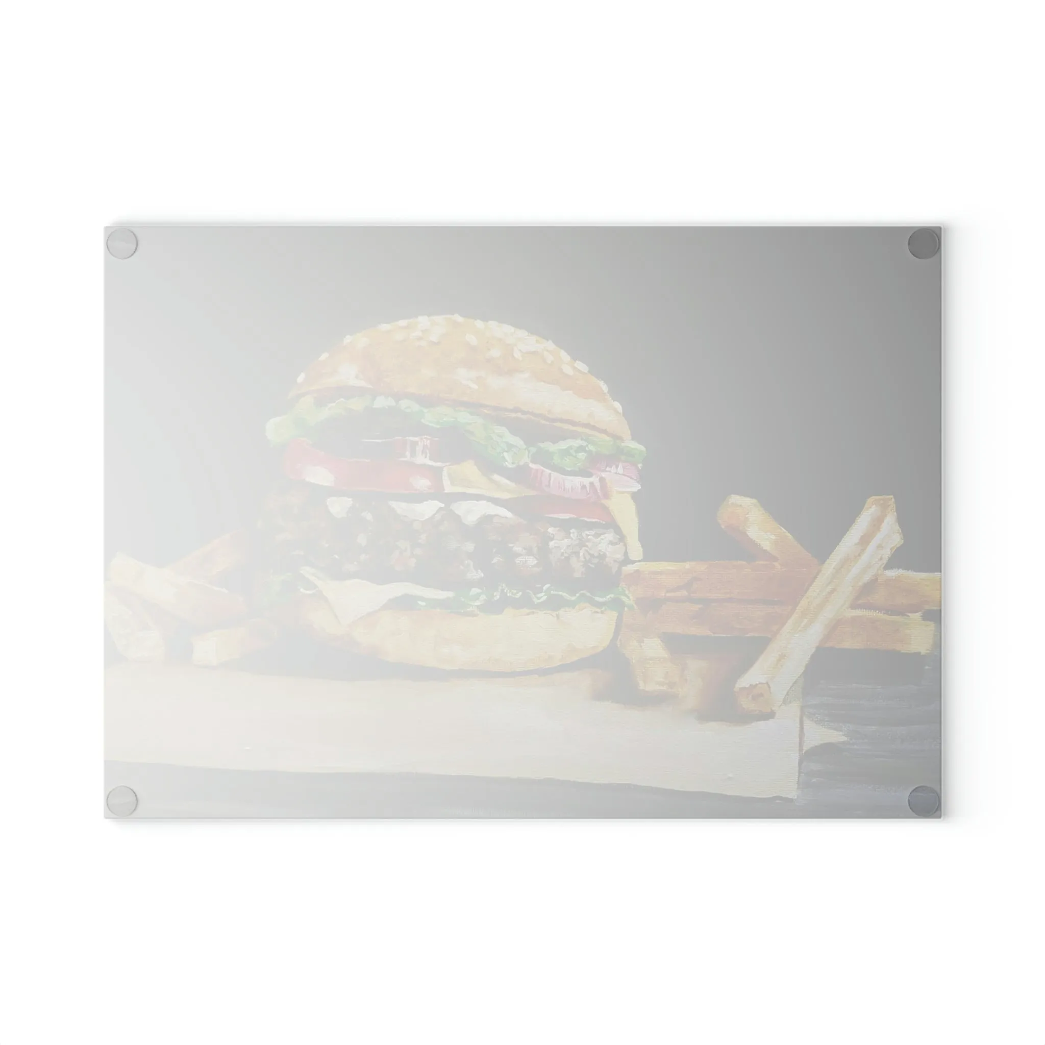 Burger & Fries Glass Cutting Board