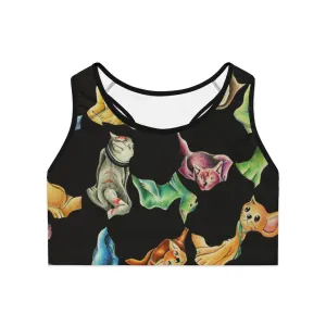 Cat Pattern Sports Bra (AOP)