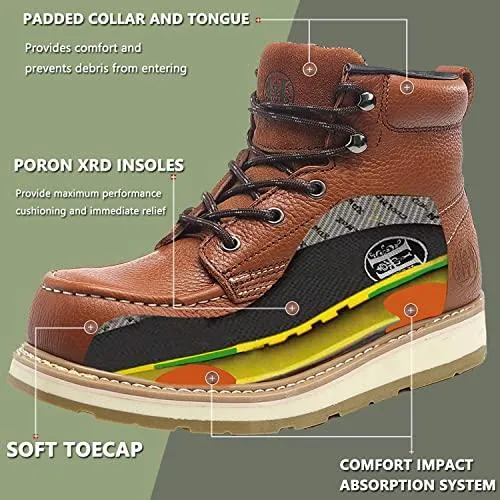 CK302 Men's Boots Soft Toe Construction Work Shoes Brown