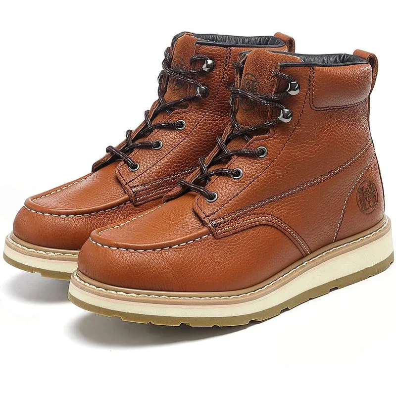 CK302 Men's Boots Soft Toe Construction Work Shoes Brown