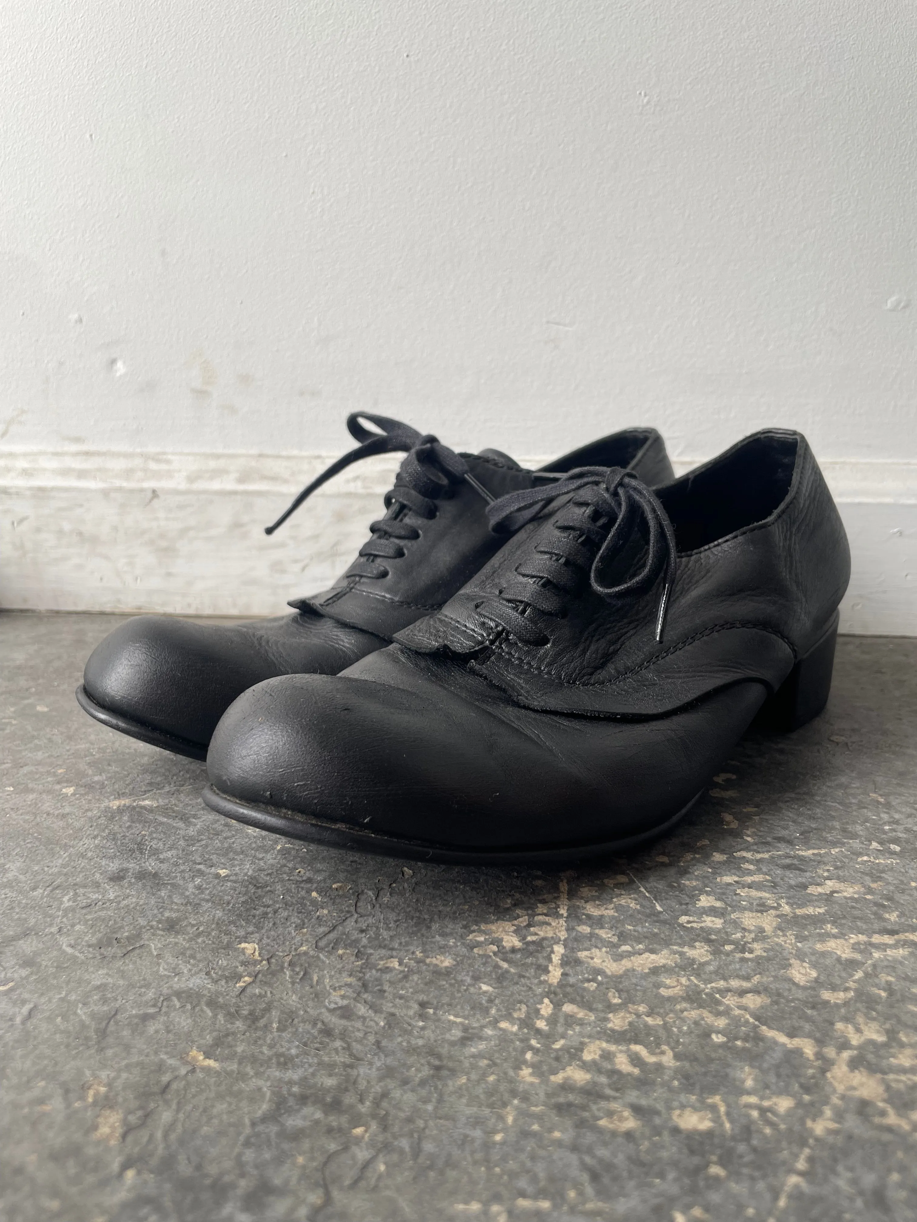Comme des Garcon Black Leather Clown Shoes