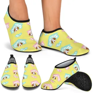Cute Bassett Hound Puppy Aqua Shoes