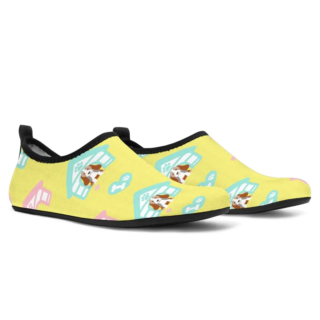 Cute Bassett Hound Puppy Aqua Shoes