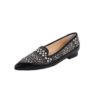 David Black Leather and Fabric Jon Josef Loafer Flat