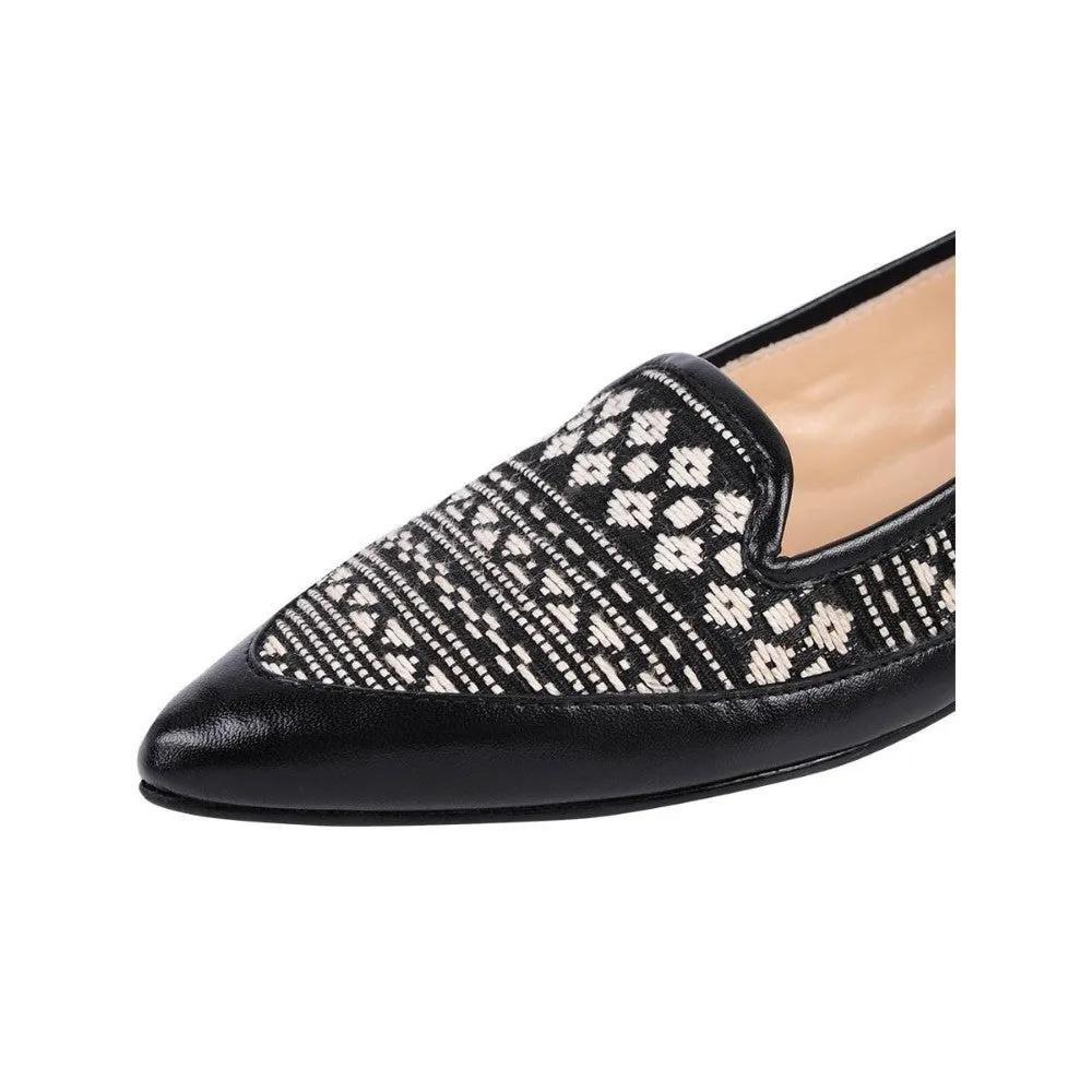 David Black Leather and Fabric Jon Josef Loafer Flat