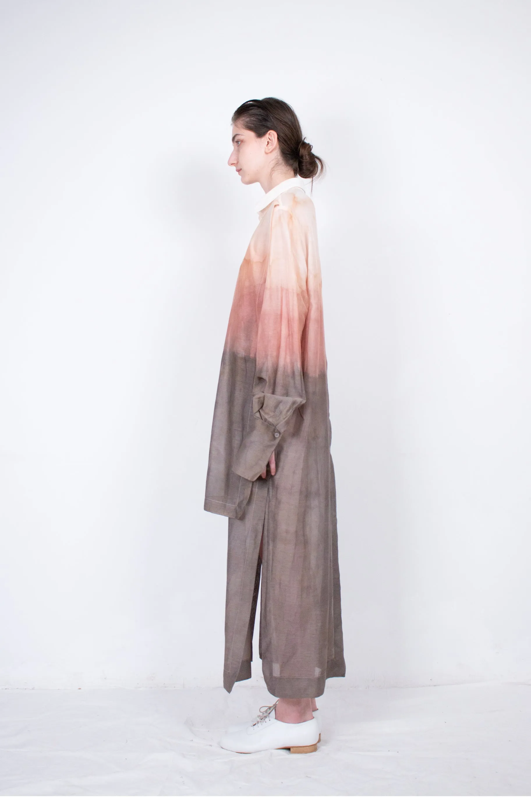 Elongated Naturally Dyed Layered Silk Shirt