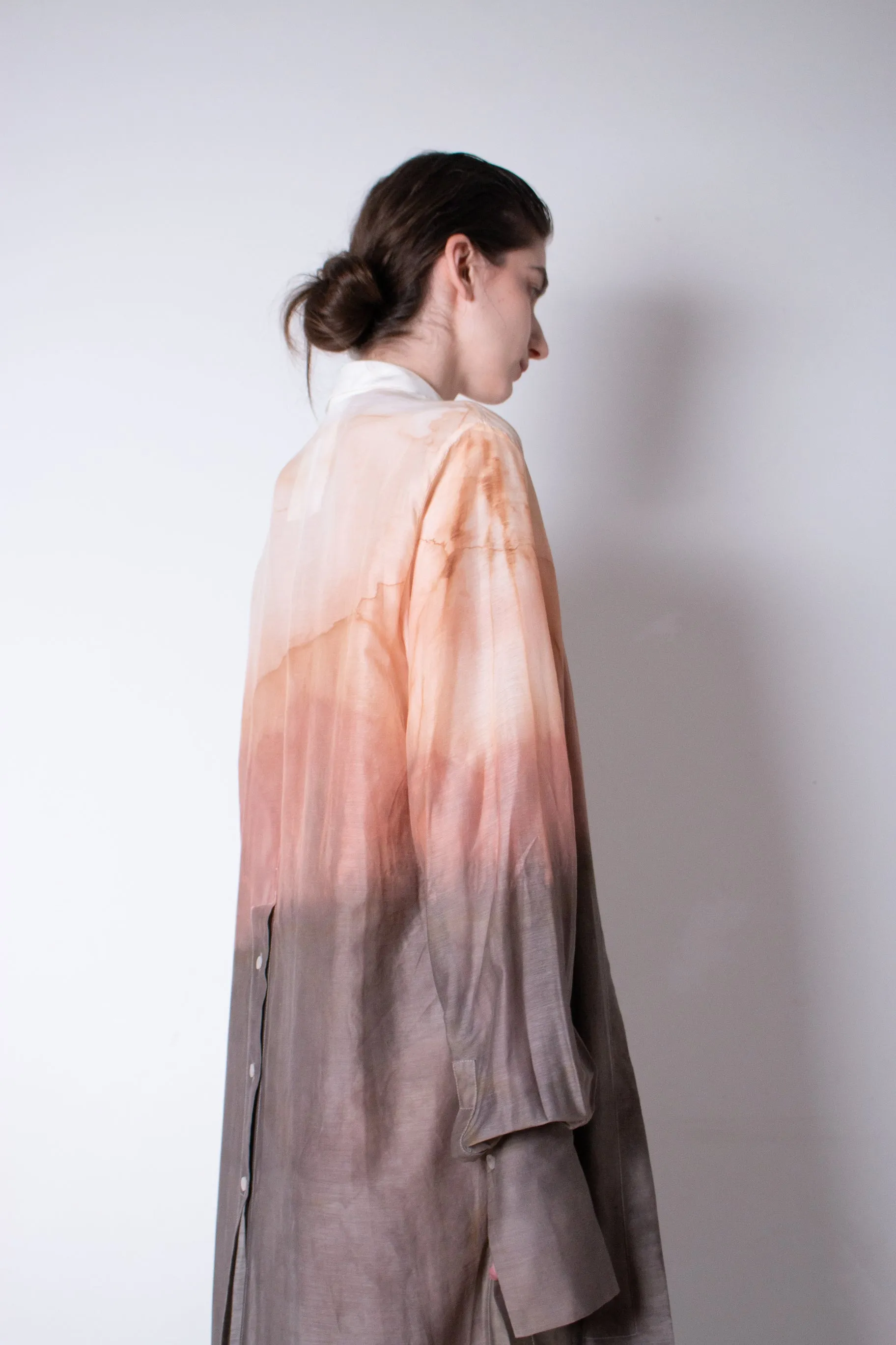 Elongated Naturally Dyed Layered Silk Shirt