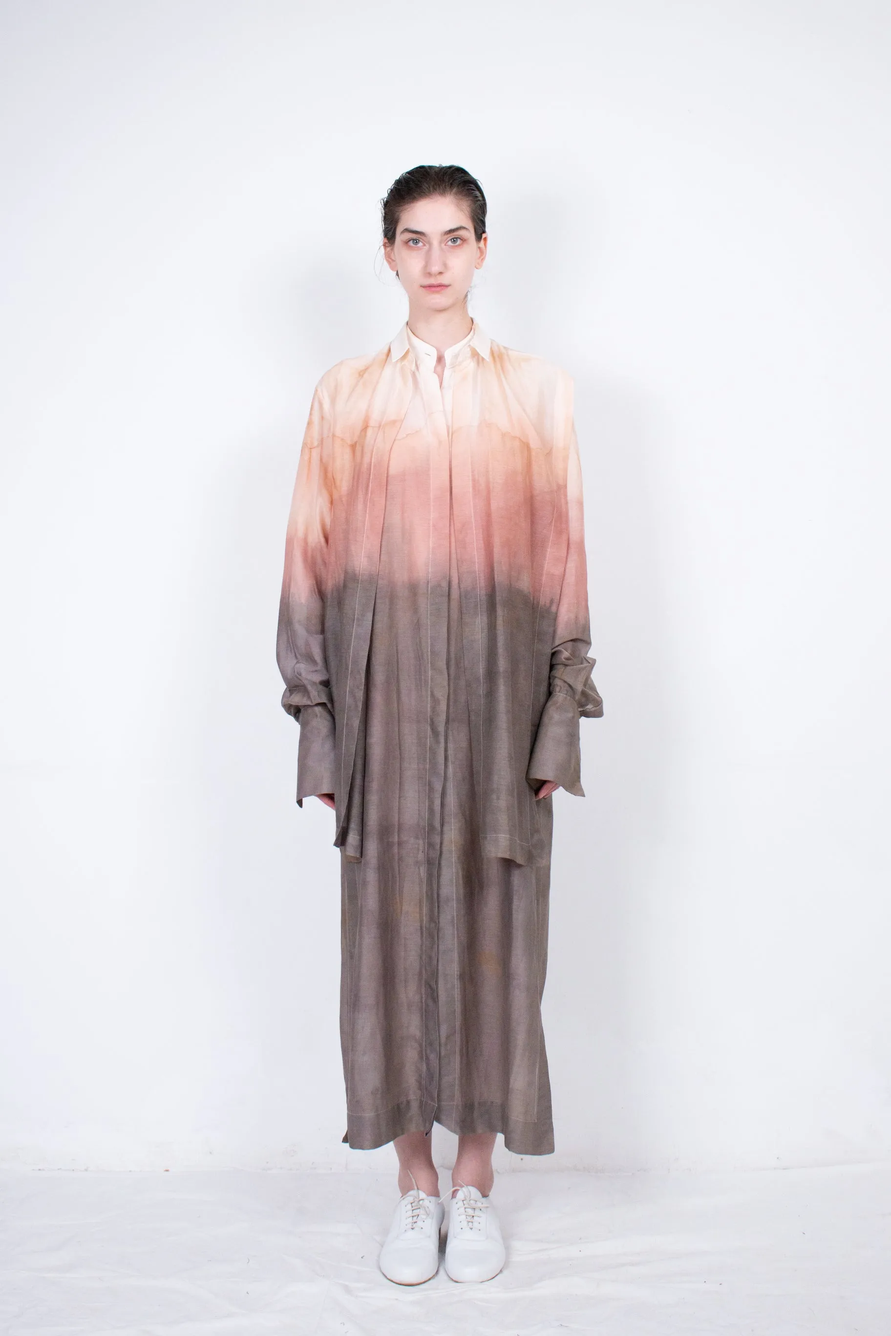 Elongated Naturally Dyed Layered Silk Shirt