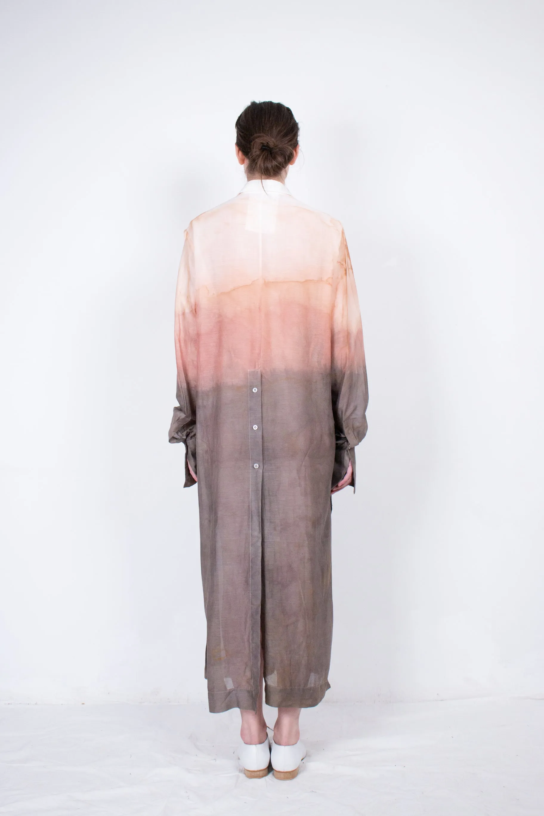 Elongated Naturally Dyed Layered Silk Shirt