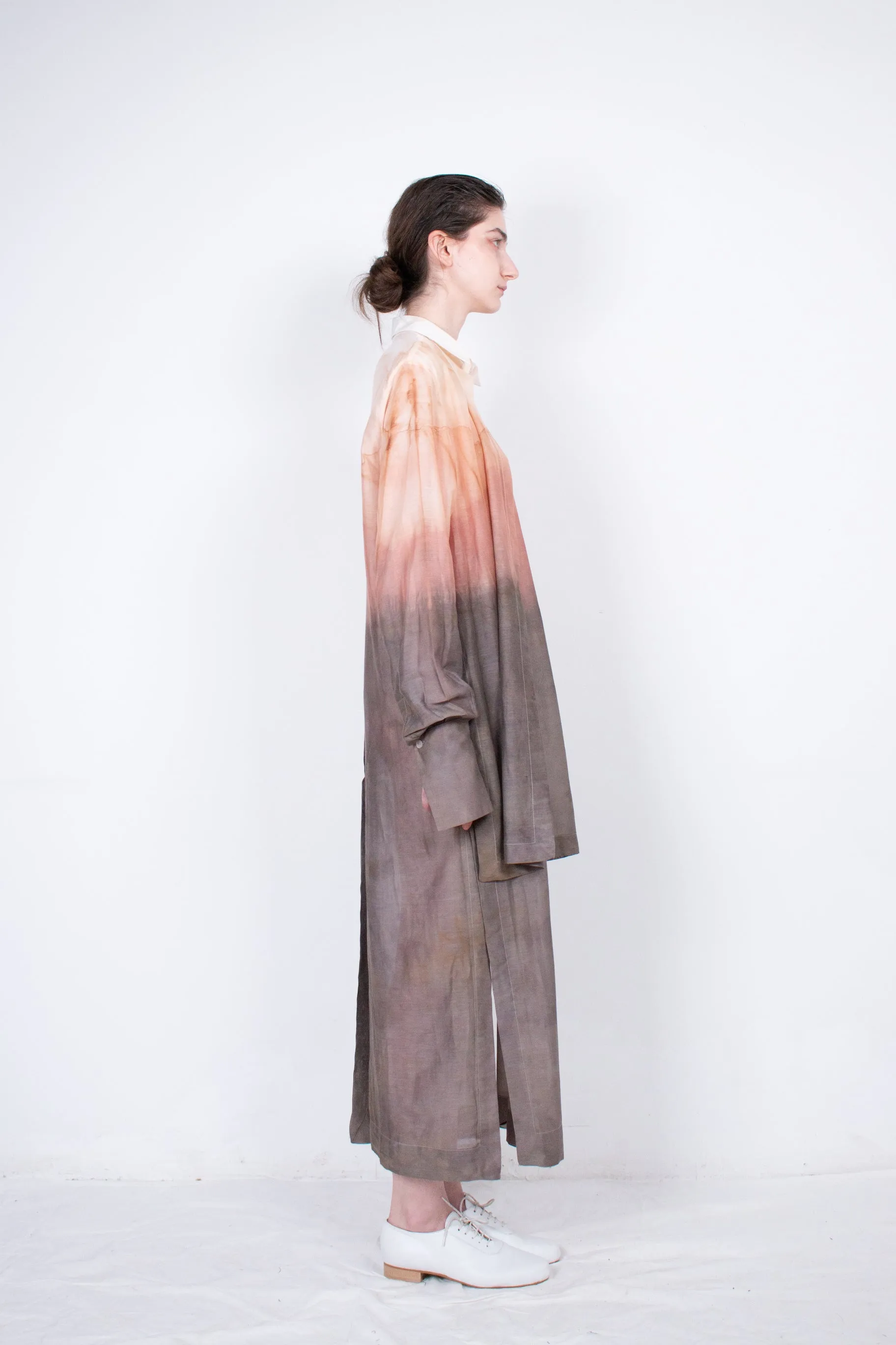 Elongated Naturally Dyed Layered Silk Shirt