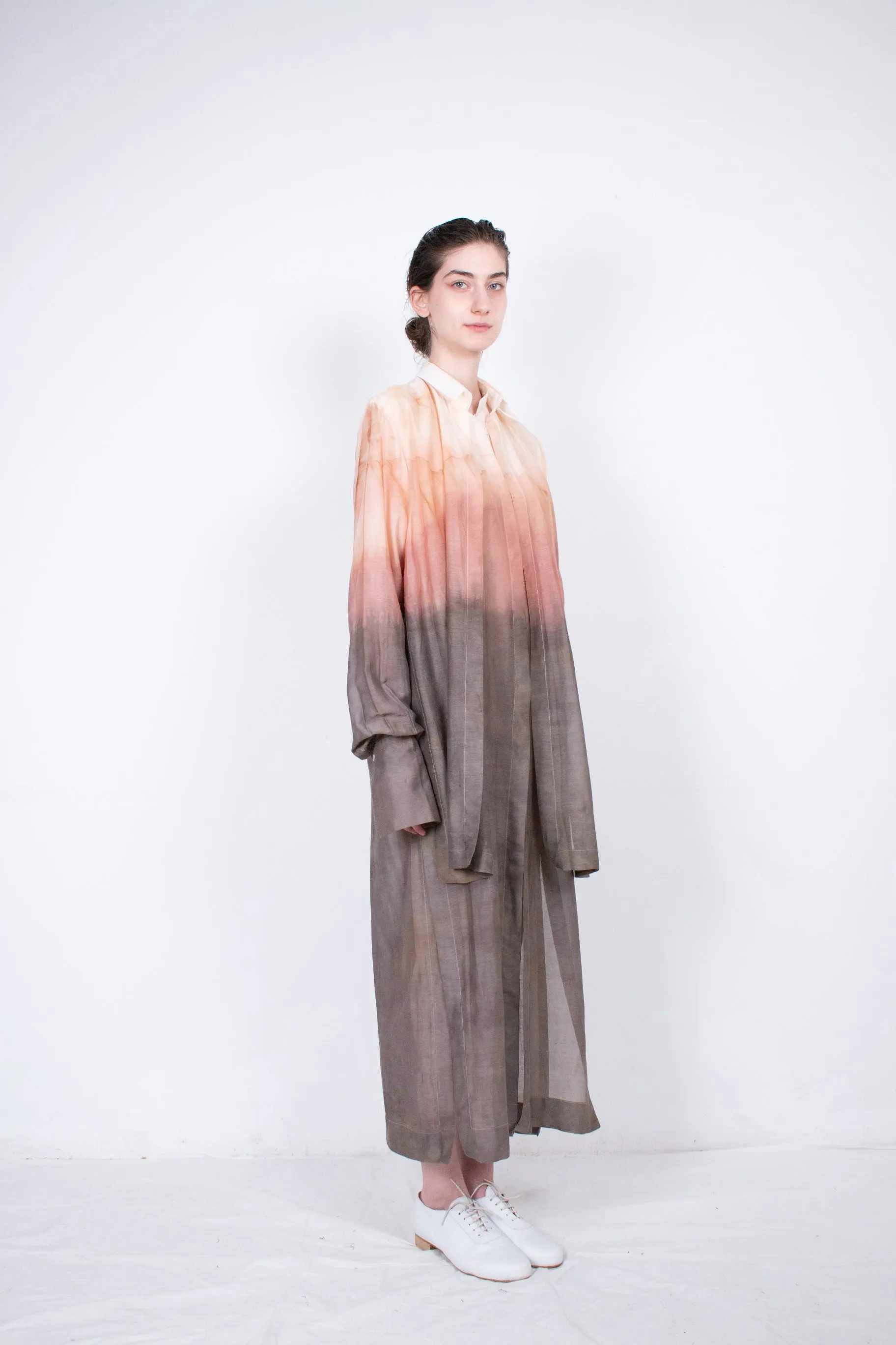 Elongated Naturally Dyed Layered Silk Shirt