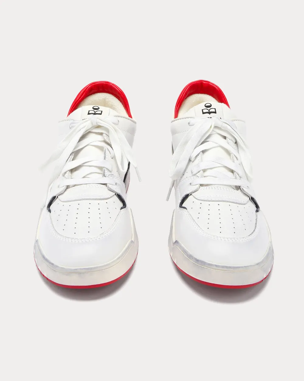 Emree Aged-Effect White / Red Low Top Sneakers