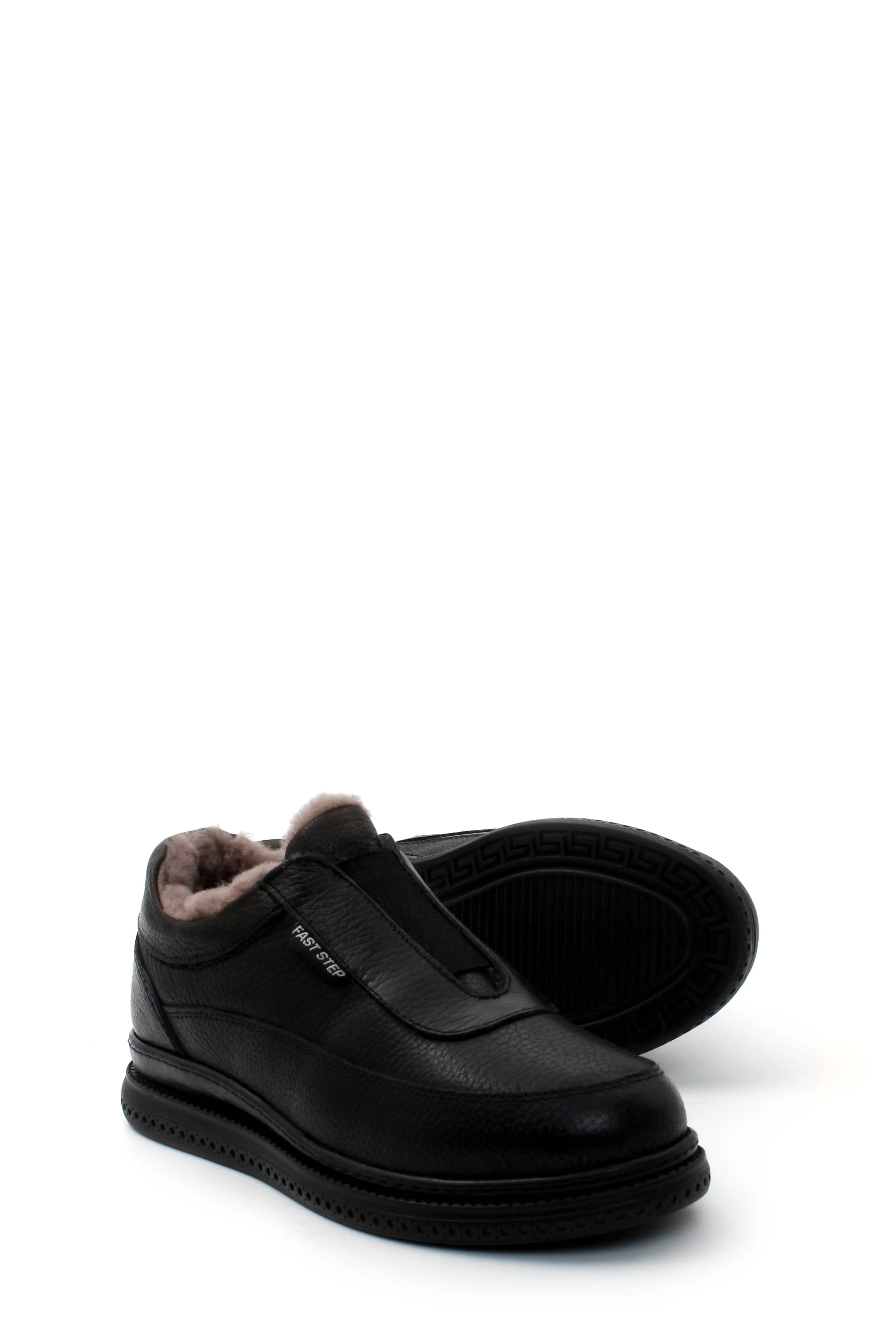 FST Genuine Leather Fur-lined Women's Casual Shoes 583KZA7024 Black Floter - Cuautitlán