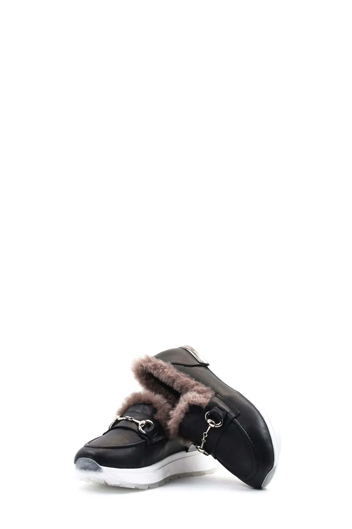 FST Genuine Leather Fur-lined Women's Casual Shoes 757KZA24501 Black - Broken Arrow
