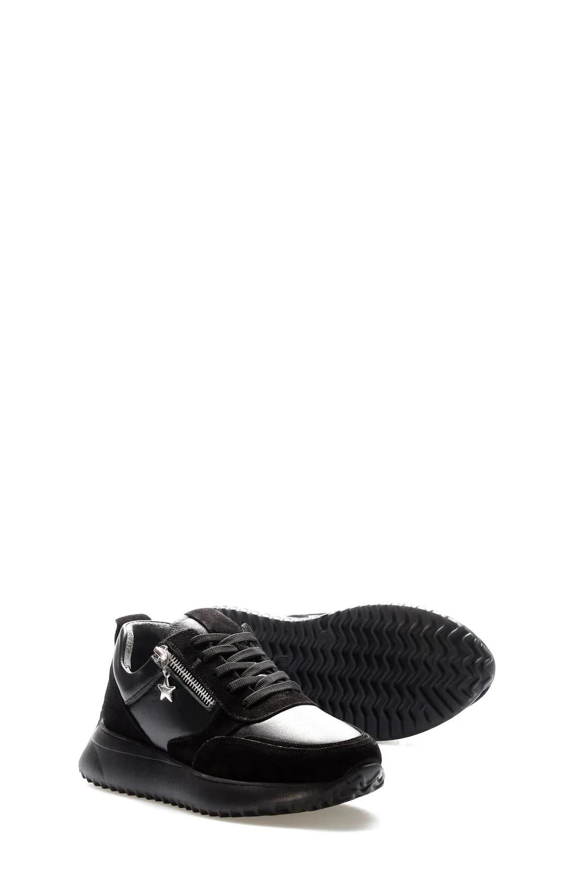 FST Genuine Leather Women's Casual Shoes 136ZA904-3 Black Suede - Saint-Malo