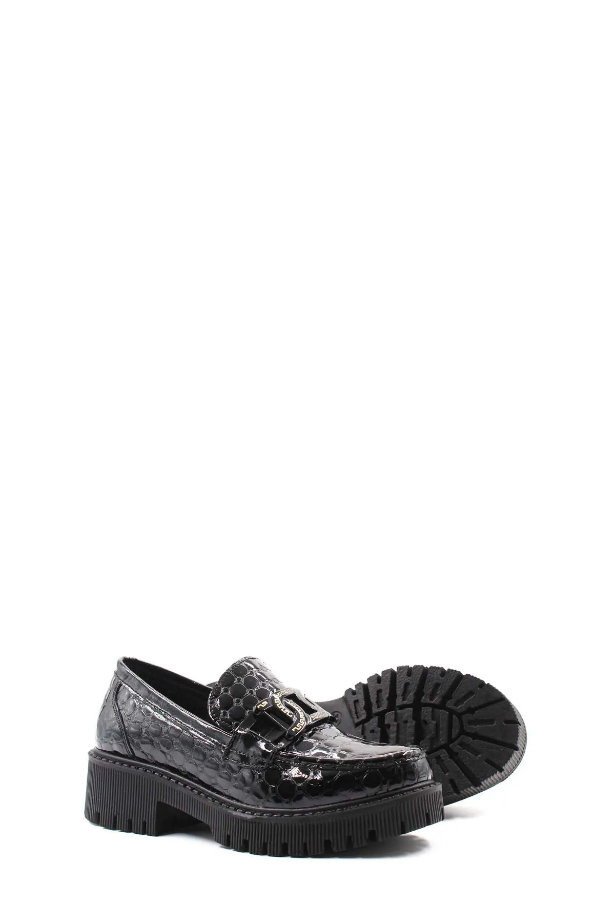 FST Genuine Leather Women's Casual Shoes 171ZA2504 49 BLACK CROCO - Sudbury